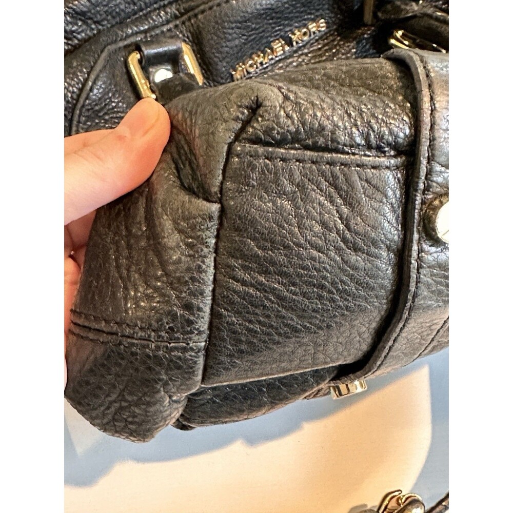 Michael Kors Bedford Black Pebbled Leather Satchel Crossbody Bag Gold Hardware - Picture 10 of 16